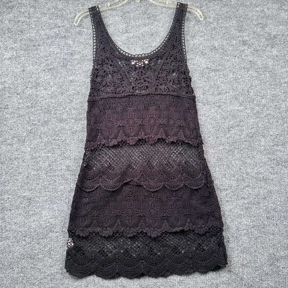 American Eagle Outfitters Black Crochet Lace Mini Dress Sheer Cover Up XS